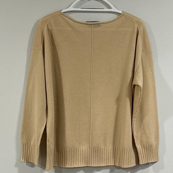 Nili Lotan Cashmere Bateau Neckline Sweater in Tan Color Size M - Picture 5 of 6